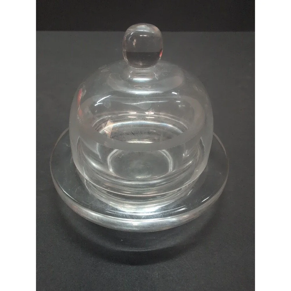 Williams Sonoma clear glass Butter Pat Dish Cloche Lid